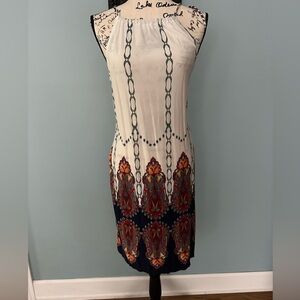 Cream Halter Sheath Midi Dress for Cocktail